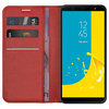 Leather Wallet Case & Card Holder Pouch for Samsung Galaxy J8 - Red